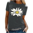 thumbnail image 1 of KIHOUT Nouveau Haut de Mode d'Été pour Femmes 2025, T-Shirt à Manches Courtes à Col Rond Décontracté à Imprimé Floral Gris Foncé L, 1 of 5