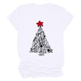 thumbnail image 1 of T-shirt Décontracté pour Femmes à Col Rond et Manches Courtes avec Imprimé de Sapin de Noël, 1 of 9