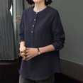 thumbnail image 4 of Timegard Blouse pour Femmes Ample Légère Manches Longues Bouton Col Rond Chemises Décontractées pour Bureau, 4 of 8