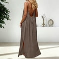 thumbnail image 2 of Daiosportswear Robe Longue de Détente pour Femmes à Bretelles Spaghetti, Dos Nu, Coupe Ample, Robe-Robe à Manches Courtes pour Femmes Café S(S), 2 of 7