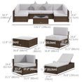 thumbnail image 3 of Outsunny 9 Pieces Wicker Patio Furniture Set with Cushion, Light Grey, 3 of 10