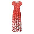 thumbnail image 4 of Robes d'Été Grande Taille pour Femmes 2024 Col Rond Manches Courtes Imprimé Quotidien Décontracté Vintage Bohème Robe Maxi Économisez jusqu'à 65 % de Rabais!, 4 of 5