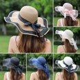 thumbnail image 2 of Sun Hat Color Block Bow Summer Korean Style Dome Hat Headwear, 2 of 10