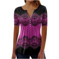thumbnail image 1 of CEHVOM Femmes Mode Décontractée Imprimé Col Rond Ample Manches Courtes T-shirt Haut Blouse Chandail Liquidation, 1 of 5