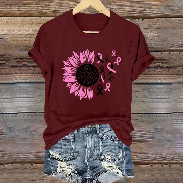 Lolmot Blouses pour Femmes, Mode pour Femmes Blouse à Imprimé à Manches Courtes, T-Shirt à Col Rond Amusant
