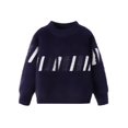 thumbnail image 1 of 2025 Chandail Doublé en Molleton pour Garçons Col Rond Manches Longues Chandail de Base Bleu Marine, 1 of 4