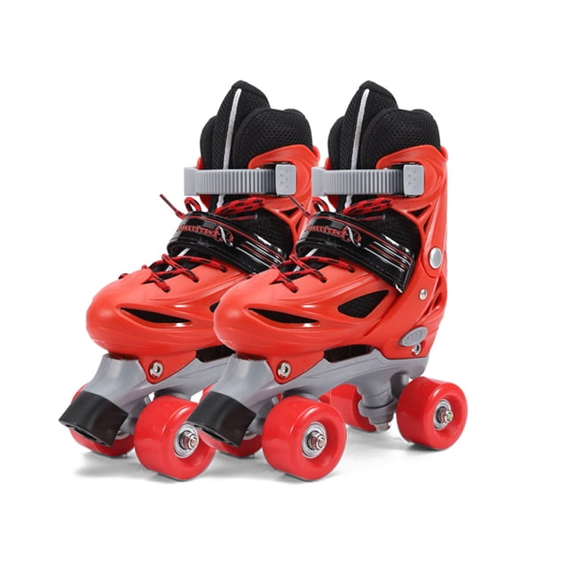 TFixol Adjustable Dual-Row Roller Skates for Kids - Lightweight, Durable, and Safe in Red (XS)