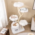 thumbnail image 4 of Gymax Freestanding Cat Tower Tall Cat Tree w/ four Flower-shaped Platforms Cat Condo White, 4 of 10