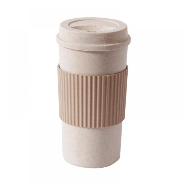 PENGXIANG Tasse à Café en Blé Durable Tasse à Café Étanche Tasses avec Couvercle en Silicone Tasse à Café Réutilisable Tasse à Thé Maison Extérieur Voyage Tasse Isolée