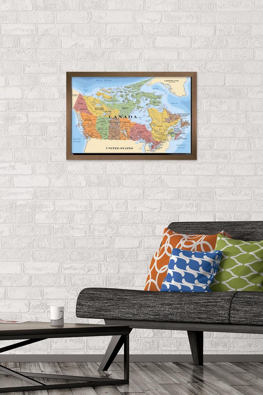Map - Canada Wall Poster, 22.375" x 34" Framed