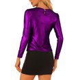 thumbnail image 3 of INSPIRE CHIC Haut pour Femme à Manches Longues Scintillant Pailleté Brillant Métallisé Hauts TP Violet, 3 of 6