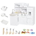 thumbnail image 1 of Qaba Play Kitchen, Kids Kitchen Playset with Microwave Fridge, White, 1 of 10