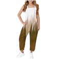 thumbnail image 1 of MKOSPLRT One Piece Jumpsuits for Girl V Neck Spaghetti Strap Overalls Color Block Lounge Harem Long Jumpsuits Summer Jumpers with Pokcets, 1 of 8