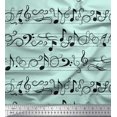 thumbnail image 1 of Soimoi Green Cotton Poplin Fabric Notes Musical Instrument Print Fabric by Yard 56 Inch Wide, 1 of 1
