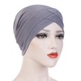 thumbnail image 1 of Women Solid India Hat Muslim Ruffle Cancer Chemo Beanie Turban Wrap Scarf Cap, 1 of 2
