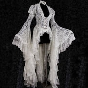 Pisexur Womens Cocktail Party Dress Spring Summer Vintage Lace Dresses Hi-Low Lace 3/4 V-Front Sleeve Wedding Guest Dress