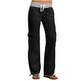 thumbnail image 1 of Timegard Pants for Women Low Waisted Drawstring Cinch Bottom Straight Leg Outdoor Cargo Pants with Pockets, 1 of 7