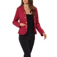 thumbnail image 4 of INSPIRE CHIC Women's Faux Suede Open Front Long Sleeve Button Decor Steampunk Jacket S Red, 4 of 6