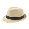 thumbnail image 1 of Fedora Hat Wide Brim Sun Protection Solid Color Panama Cap Boater Summer Beach Sunhat for Vacation, 1 of 10
