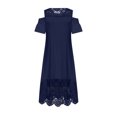 thumbnail image 3 of LSLJS Plus Size Women Sexy Ruffle Strapless Splicing Lace Splicing Short Sleeve Dresses, Plus Size Dress, 3 of 7