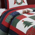 thumbnail image 4 of Cozy Line Home Fashions Noël True Patchwork Wreaths Pine Tree Stockings Rustic Reversible Quilt Bedding Ensemble, Coverlet Bedspread (Happy Noël, Grand - 3 Piece), 4 of 4