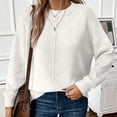 thumbnail image 2 of Timegard Chandails pour Femmes Col Rond Manches Longues Tricotés Chandail Automne Hiver Décontracté Ample Couleur Unie Hauts, 2 of 7
