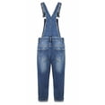 thumbnail image 2 of KIDSCOOL SPACE Salopette en Jean Délavée Usée en Denim Déchiré en Coton pour Filles, Bleu Foncé, 7-8 Ans, 2 of 7