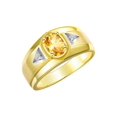 thumbnail image 3 of RYLOS Men's Rings 14K Yellow Gold Classic 7X5MM Oval Gemstone & Diamond Ring Citrine November Birthstone Rings For Men, Gold Rings Size 8, 3 of 7