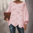 thumbnail image 2 of Women's Solid Color Casual Hollow Chain Link Loose Knitted Bat Sweater Sweater, 2 of 4