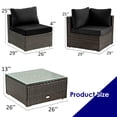 thumbnail image 4 of Costway 5PCS Patio Rattan Furniture Set Cushioned Sofa Chair Coffee Table Black, 4 of 10