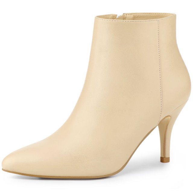 BLISSFUL STEP Women's Pointed Toe Zipper Stiletto Heels Ankle Boots