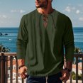 thumbnail image 2 of zbxnLI Mens Linen Shirts Drawstring V Neck Long Sleeve Shirt Lightweight Spring Fall Long Sleeve T-Shirts, 2 of 8
