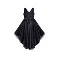 thumbnail image 4 of Robe Fille Noire Hi-lo Perles Organza Nœud Papillon Formelle Concours Robe de Bal 7 Ans, 4 of 8