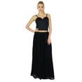 thumbnail image 1 of Bimba Jupe Longue Maxi Noire pour Femmes Style Tulipe Bas Boho en Georgette, 1 of 7
