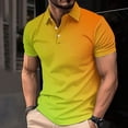 thumbnail image 2 of QATAINLAV Men's Casual Polos Shirt Fashion Gradient Color Print Short Sleeve Golf Shirts Summer Button Laple Work Tees Tops Multicolor L on Sale Clearance, 2 of 6