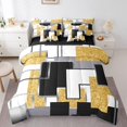 thumbnail image 1 of YST Yellow Black Grey Bed In A Bag 7 Piece Queen Abstract Geometric Bedding Set Sequins Checkered Comforter Set With Sheets For Kids Adults Buffalo Check Grids Bed Set, 1 of 5
