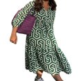 thumbnail image 1 of Geometric Print Loose A-Line Party Dress for Women with Long Sleeves, 1 of 9
