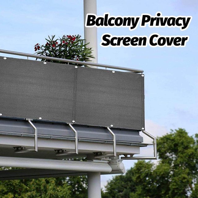 Filet d'Ombrage pour Balcon Écran d'Intimité de Balcon Couverture de Remplacement Anti-Soleil Rafraîchissant Résistant aux Intempéries Clôture Pare-Vent pour Extérieur Cour Arrière Patio Gris Pâle