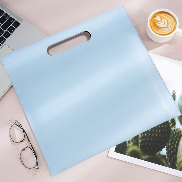 Magnetic A4 Document Bag Waterproof PU Leather Tablet File Organizer with Secure Closure for Office Work, School, and Business Professionals Hzhnb | Pu, Blue