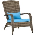 thumbnail image 1 of Outsunny Chaise Adirondack d'Extérieur en Rotin pour Foyer avec Coussin Bleu, 1 of 10