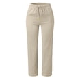 thumbnail image 2 of Kcodviy Women Solid Straight Solid Plus Size Dress Pant Suits Elastic Pants Long Drawstring Dress Pants for Women Plus Size Linen Women Waist Cotton Business Casual Plus Size Women Casual Pants, 2 of 4