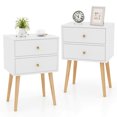 thumbnail image 1 of Costway 2PCS Mid Century Modern 2 Drawers Nightstand Sofa Side End Table White, 1 of 9