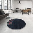 thumbnail image 3 of Ahgly Company Indoor Round Abstract Blue Moss Green Oriental Area Rugs, 4' Round, 3 of 6