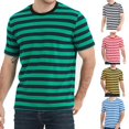thumbnail image 4 of MYG Chemises Décontractées Homme Manches Courtes Rayé Rouge Blanc Polyester T-Shirt Été Vacances Voyage Chandail de Base Col Rond (TG), 4 of 9