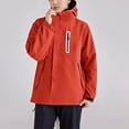 thumbnail image 2 of Imperméable Léger pour Femmes Grande Taille, Nouveau Manteau de Pluie pour Femmes avec Capuche, Fermeture Éclair, Imperméable, Chandails à Capuchon Pliables, Voyage, Actif, Randonnée, Imperméables avec Poches, Rouge 3TG, 2 of 7