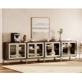 thumbnail image 1 of WAMPAT 4-in-1 Modern Leather-Texture Sideboard with Glass Doors, Soft-Close Hinges, 16" Deep Storage Buffet for Kitchen & Dining Room, 1 of 8