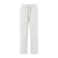 thumbnail image 4 of 2025 Women High Waisted Wide Pants Rompers for Women Casual Plus Size Leg Pants Drawstring Elastic Pants for Women Work Casual High Waist Trousers Comfy Straight Leg Long Pants with, 4 of 5