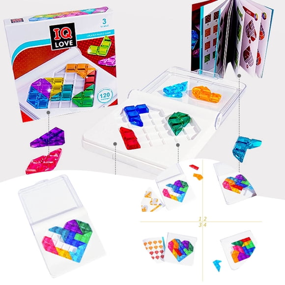 Riforla Travel IQ Puzzle Game, 120 Colorful Blocks Brain Teaser for Ages 7+ Adults, Portable Logic Challenge Education Pink
