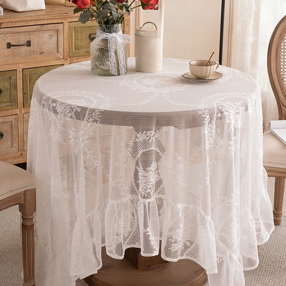 Nappe en Dentelle pour Salon, Housse Anti-Poussière pour Meuble Télé, Nappe Décorative pour Table Ronde, Nappe Décorative Adaptée à de Multiples Situations