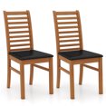 thumbnail image 1 of Costway Modern Dining Chair Set of 2 Kitchen Chair with Rubber Wood Legs & Slatted Backrest Brown, 1 of 9